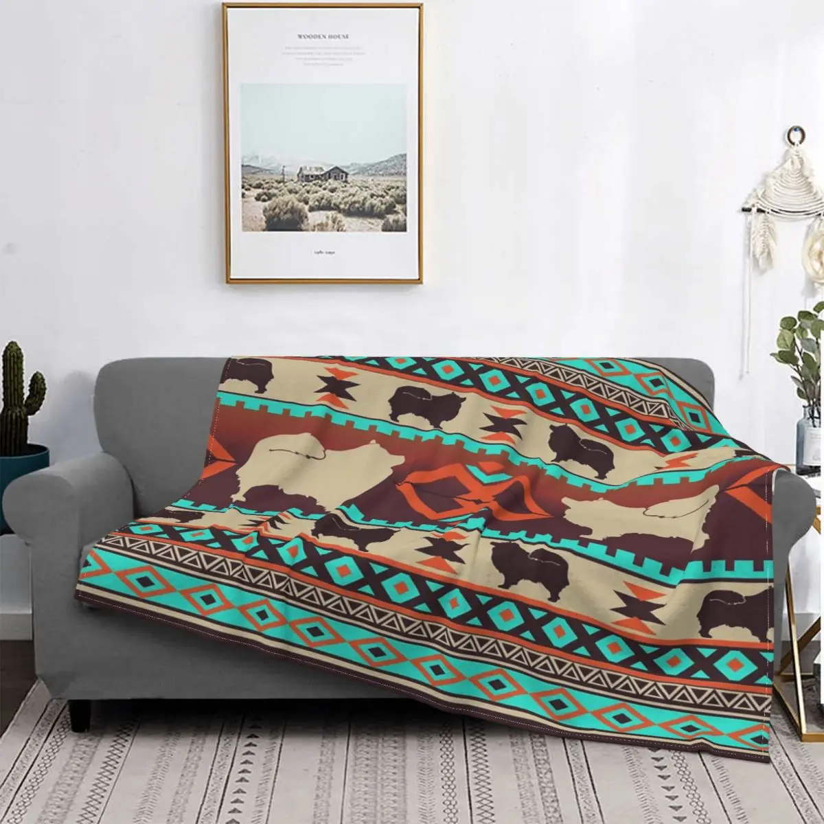 Boho Dogs-Manta de Lapphund finlandesa, a cuadros para cama colcha, manta de lana, manta para pickick 
Boho Dogs-Manta de Lapphund finlandesa, a cuadros para cama colcha, manta de lana, manta para pickick