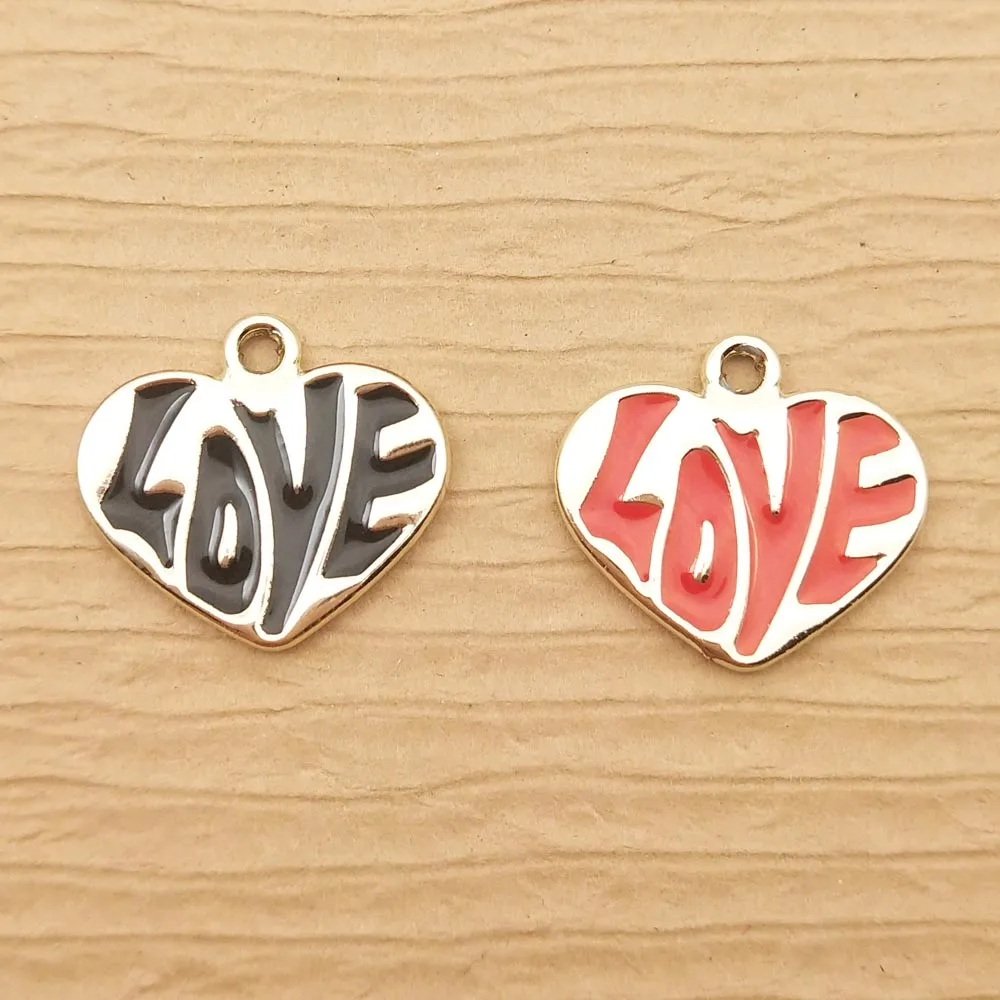 

10pcs 17x18mm Enamel Heart Love Charm for Jewelry Making Crafting Earring Pendant Necklace Bracelet Accessories Diy Finding
