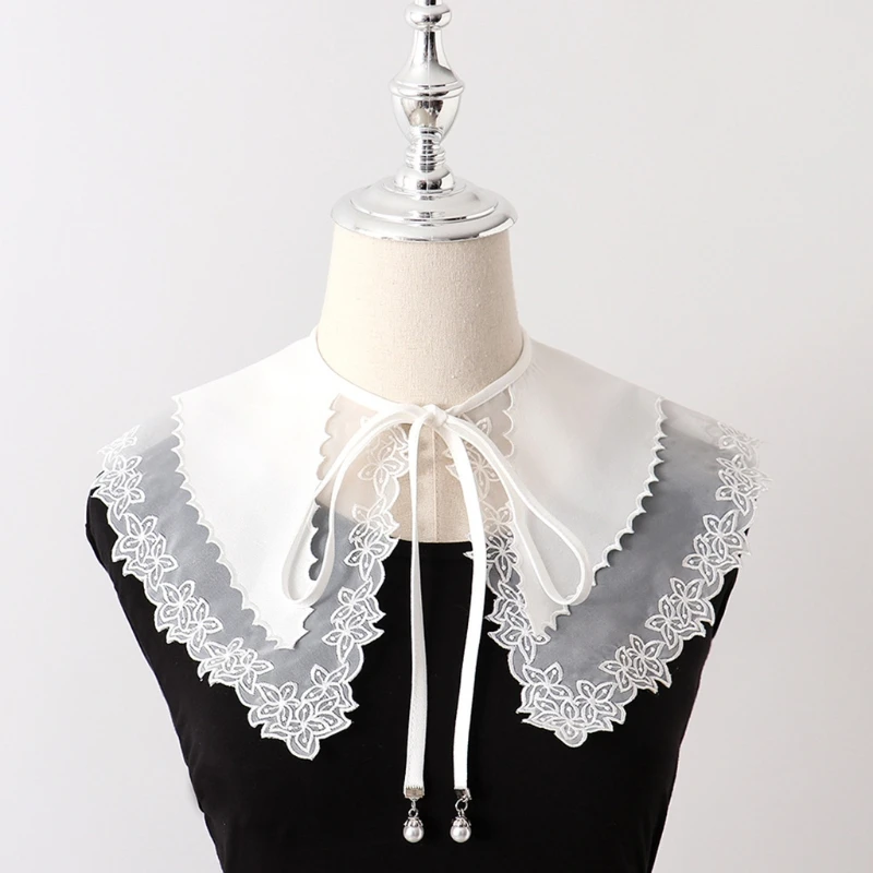 Women Double Layer Organza False Fake Collar Big Shawl Embroidery Floral Lace Self-Tie Ribbon Detachable Necklace Short Poncho
Women Double Layer Organza False Fake Collar Big Shawl Embroidery Floral Lace Self-Tie Ribbon Detachable Necklace Short Poncho