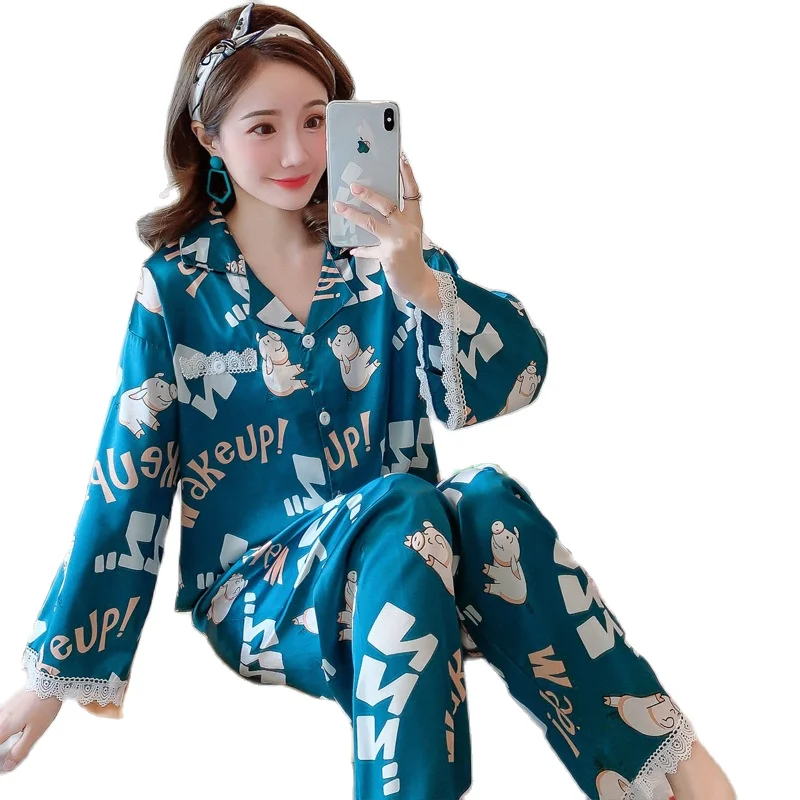 Пижамный комплект Женский, пикантная одежда для сна из вискозы, с отложным воротником, полная длина, высокого качества, женская модель на ос... 
Пижамный комплект Женский, пикантная одежда для сна из вискозы, с отложным воротником, полная длина, высокого качества, женская модель на ос...