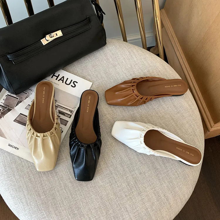 Slippers Casual Female Shoes Slides Cover Toe Low Luxury 2021 Summer Flat Soft Basic Rome Hoof Heels Pleated PU Rubber Fabric
Slippers Casual Female Shoes Slides Cover Toe Low Luxury 2021 Summer Flat Soft Basic Rome Hoof Heels Pleated PU Rubber Fabric