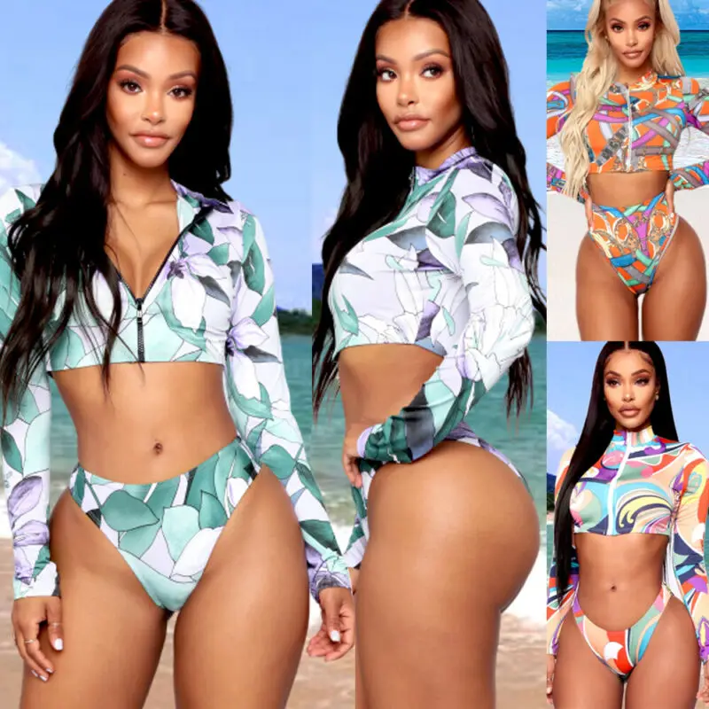 Women Padded Push-up Bra Bikini Set Swimsuit Swimwear Long Sleeve Bathing Suit Fashion Sexy Slim High Waist Print Beachwear
Women Padded Push-up Bra Bikini Set Swimsuit Swimwear Long Sleeve Bathing Suit Fashion Sexy Slim High Waist Print Beachwear