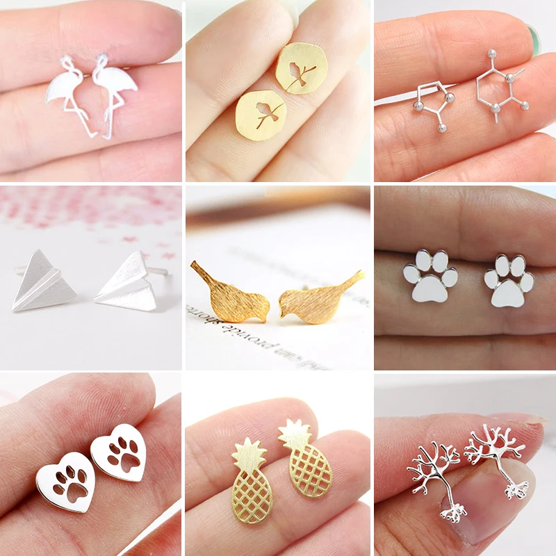 Trendy Cute Dog Paw Stud Earrings for Women pendientes Minimalist Birds Flamingos Pineapple Plane Earings Kids Jewelry BFF Gift
Trendy Cute Dog Paw Stud Earrings for Women pendientes Minimalist Birds Flamingos Pineapple Plane Earings Kids Jewelry BFF Gift