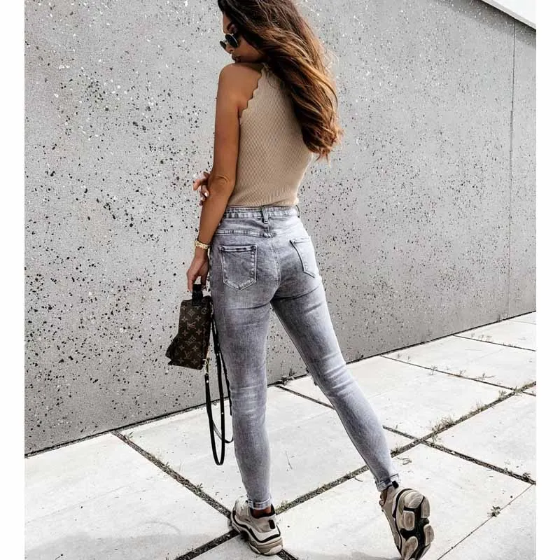 2021 New Mid Waist Skinny Autumn Ripped Jeans Woman Vintage Distressed Denim Pants Holes Pencil Pants Femme Casual Jean Trousers
2021 New Mid Waist Skinny Autumn Ripped Jeans Woman Vintage Distressed Denim Pants Holes Pencil Pants Femme Casual Jean Trousers