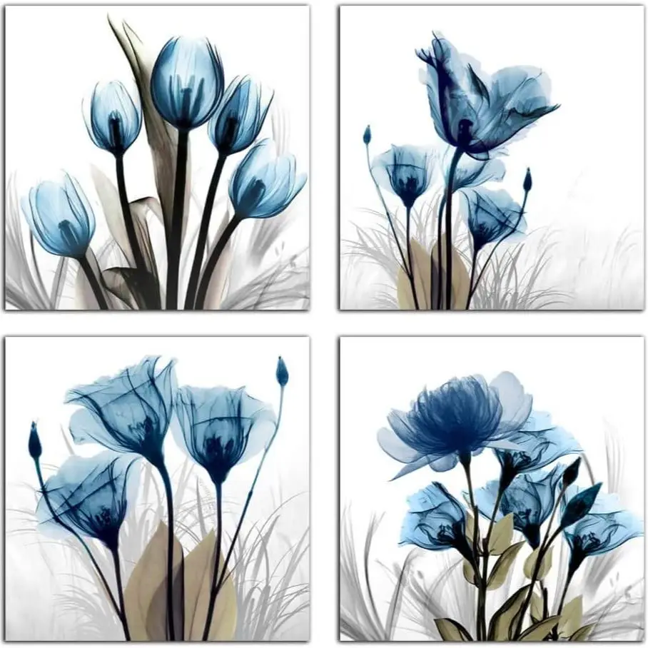 4 Pieces Blue Elegant Tulip Flowers Salon SPA Posters Canvas Wall Art Picture Home Decor Paintings for Living Room Decorations
4 Pieces Blue Elegant Tulip Flowers Salon SPA Posters Canvas Wall Art Picture Home Decor Paintings for Living Room Decorations