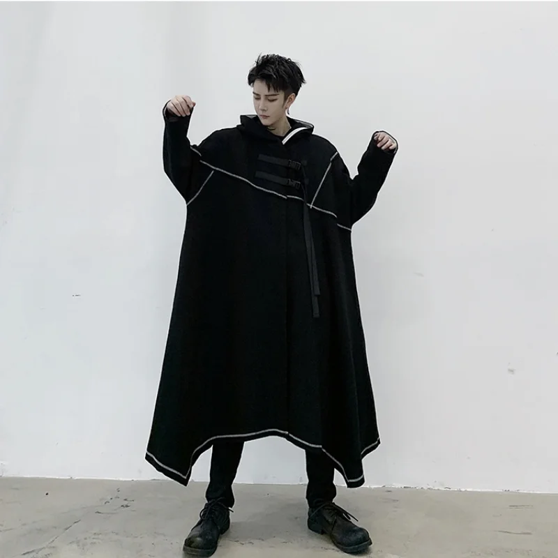 Men Black Long Hooded Jacket Harajuku Oversized Hooded Cloak Autumn Winter Mens Goth Irregular Laceing Punk TrenchCoat Techwear
Men Black Long Hooded Jacket Harajuku Oversized Hooded Cloak Autumn Winter Mens Goth Irregular Laceing Punk TrenchCoat Techwear