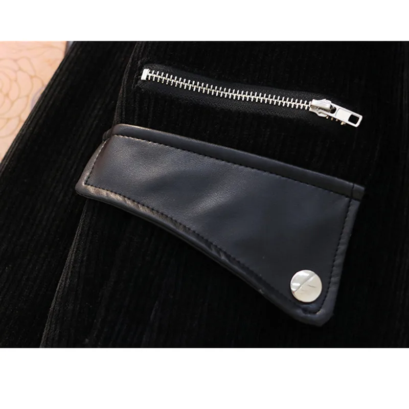 Autumn Winter Corduroy Coat Women Korean Casual Long Sleeve Short PU Leather Jacket Splicing Zipper Loose Clothes Ladies H929
Autumn Winter Corduroy Coat Women Korean Casual Long Sleeve Short PU Leather Jacket Splicing Zipper Loose Clothes Ladies H929