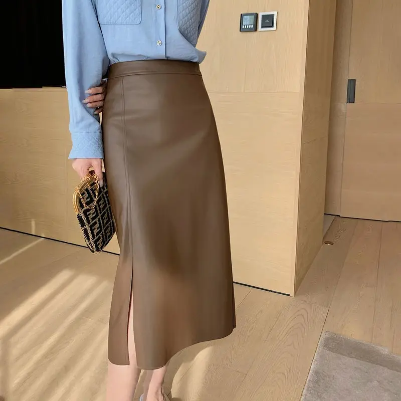 HOUZHOU PU Leather Midi Skirt Women Elegant Solid High Waist Sexy Split A-line Long Skirts Autumn Korean Fashion Office Lady
HOUZHOU PU Leather Midi Skirt Women Elegant Solid High Waist Sexy Split A-line Long Skirts Autumn Korean Fashion Office Lady