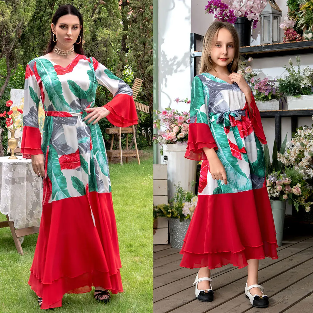 Muslim Hijab Dress Mother and Daughter Loose Casual Jalabiya Print Middle East Flare Sleeve Abaya Dubai Oman Qatar Islam Clothes
Muslim Hijab Dress Mother and Daughter Loose Casual Jalabiya Print Middle East Flare Sleeve Abaya Dubai Oman Qatar Islam Clothes