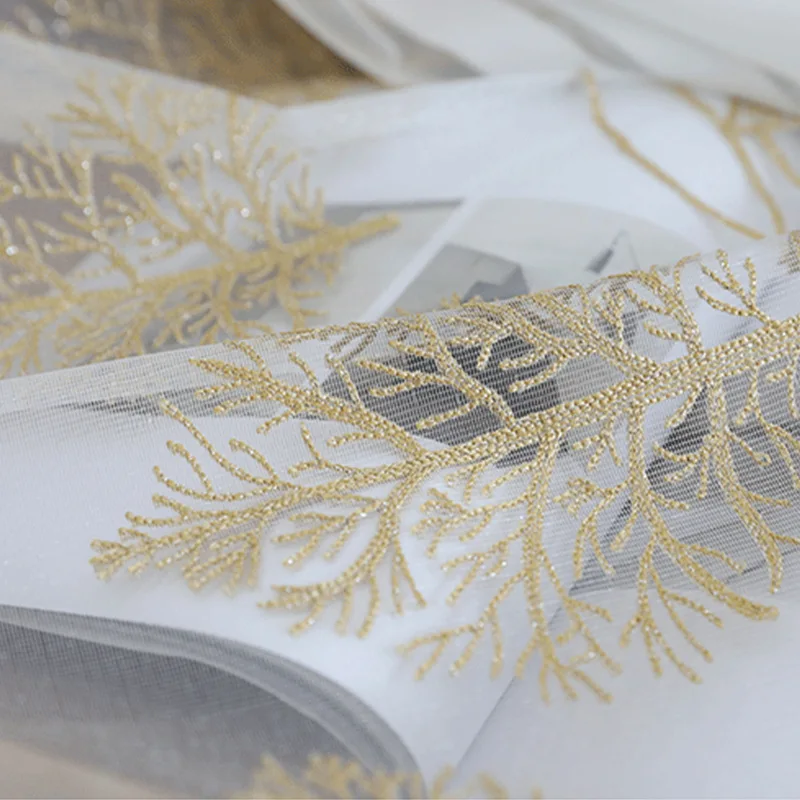 Golden Embroidery Tree Tulle Curtains for Living Room White Striped Gauze Yarn Drapes for Kitchen BalconyX-HM422#30
Golden Embroidery Tree Tulle Curtains for Living Room White Striped Gauze Yarn Drapes for Kitchen BalconyX-HM422#30