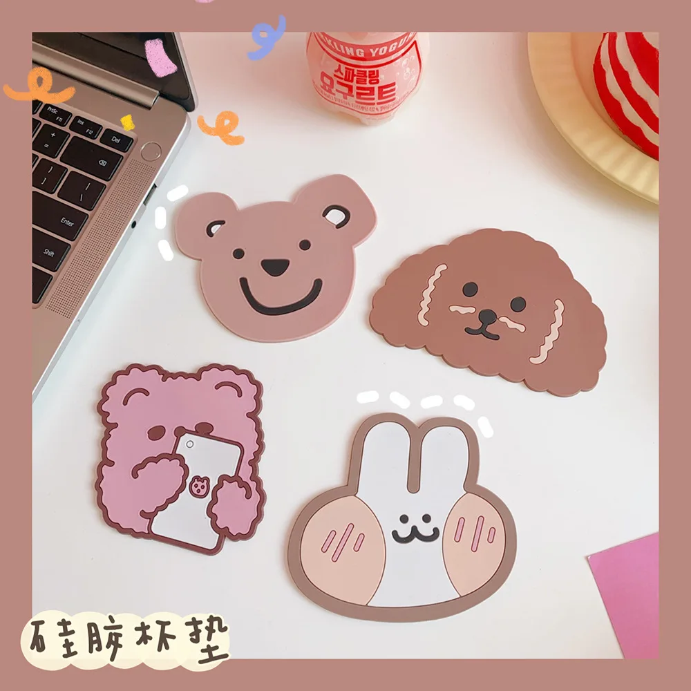 1pc Personality Creative Mini Coaster Silicone Cute Cartoon Bear and Rabbit Table Mat Placemat
1pc Personality Creative Mini Coaster Silicone Cute Cartoon Bear and Rabbit Table Mat Placemat
