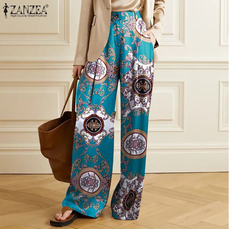 ZANZEA Women Stylish Autumn Satin Pant Pocket Long Palazzo Femme Zipper Casual Long Trousers Famale Button Thin Printed Pantalon 
ZANZEA Women Stylish Autumn Satin Pant Pocket Long Palazzo Femme Zipper Casual Long Trousers Famale Button Thin Printed Pantalon