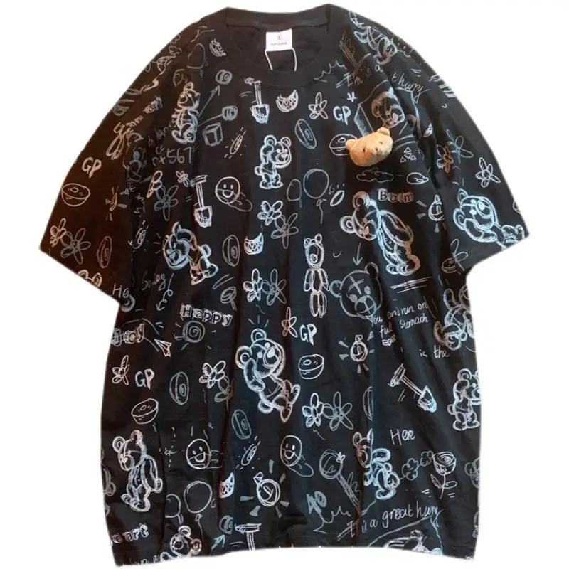 Summer T-shirt Crowd Design Bear Doll Short Sleeve T-shirt Men's And Women's Loose Retro Lovers' Round Neck Half Sleeve T Shirt
Summer T-shirt Crowd Design Bear Doll Short Sleeve T-shirt Men's And Women's Loose Retro Lovers' Round Neck Half Sleeve T Shirt