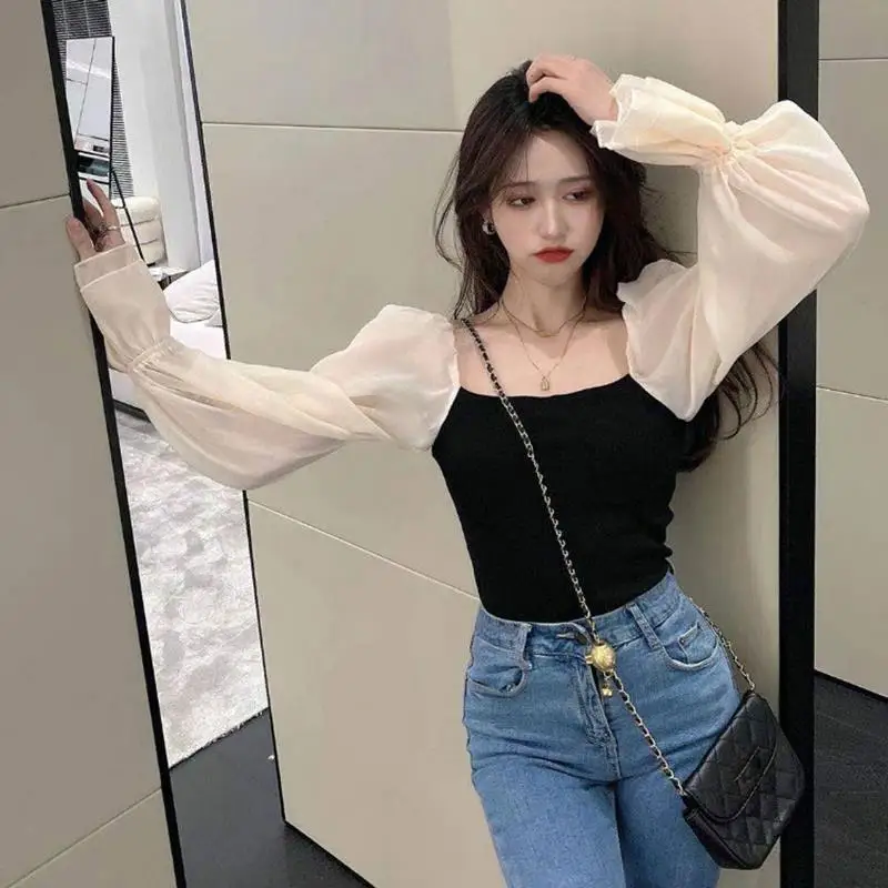 Square Collar Women's 2021 Spring New Short Bubble Long Sleeve Top Slim Fit T-Shirt
Square Collar Women's 2021 Spring New Short Bubble Long Sleeve Top Slim Fit T-Shirt
