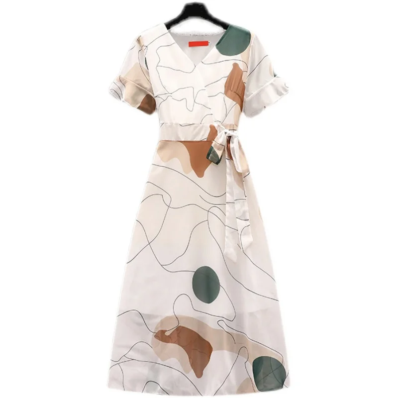Plus size women Summer dresses short sleeve high waist print chiffon long dresses korean v neck A-line maxi dress ladies vestido
Plus size women Summer dresses short sleeve high waist print chiffon long dresses korean v neck A-line maxi dress ladies vestido
