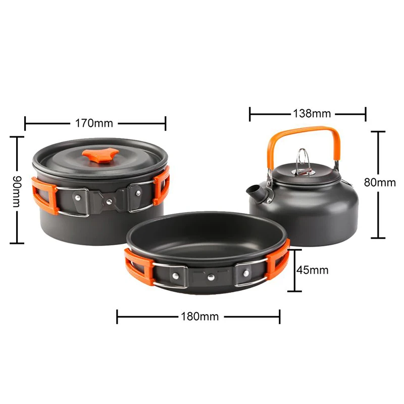 Outdoor Camping Cookware Set Water Kettle Pan Picnic Camping Cookware Cooking Kits for Hiking Picnic Camping Equipement
Outdoor Camping Cookware Set Water Kettle Pan Picnic Camping Cookware Cooking Kits for Hiking Picnic Camping Equipement