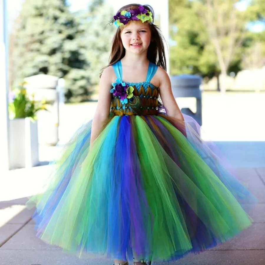 Girls Peacock Color Tutu Dress Kids Crochet Tulle Flower Dress Ball Gown with Hairbow Children Birthday Party Costume Dresses
Girls Peacock Color Tutu Dress Kids Crochet Tulle Flower Dress Ball Gown with Hairbow Children Birthday Party Costume Dresses