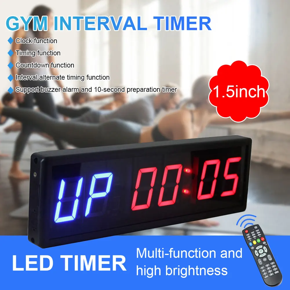 

1.5inch 6 digit LED Timer Boxing GYM Crossfit tabata interval Programmable Countdown/UP stopwath Real time clock gym equipment