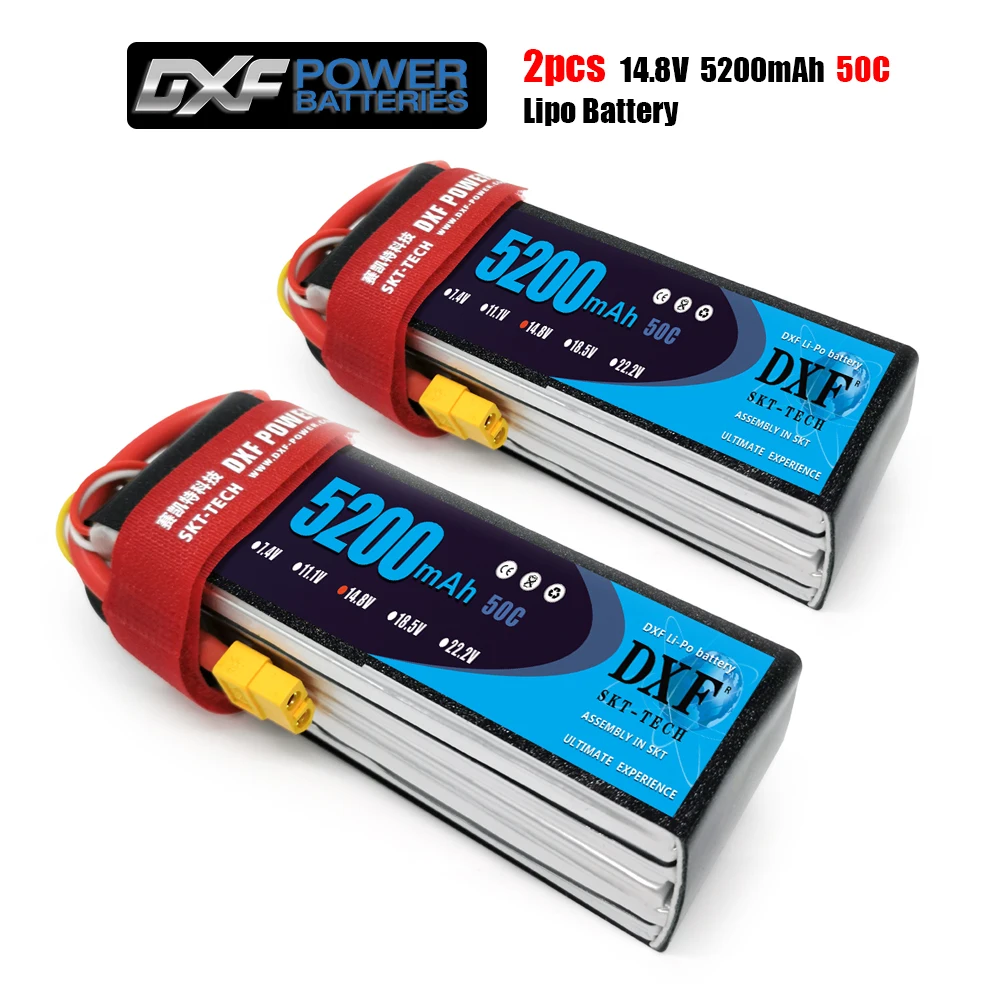 DXF 4S 14.8V 5200mah 50C-100C Lipo Battery 4S XT60 T Deans XT90 EC5 50C For Racing FPV Drone Airplanes Off-Road Car Boats
DXF 4S 14.8V 5200mah 50C-100C Lipo Battery 4S XT60 T Deans XT90 EC5 50C For Racing FPV Drone Airplanes Off-Road Car Boats