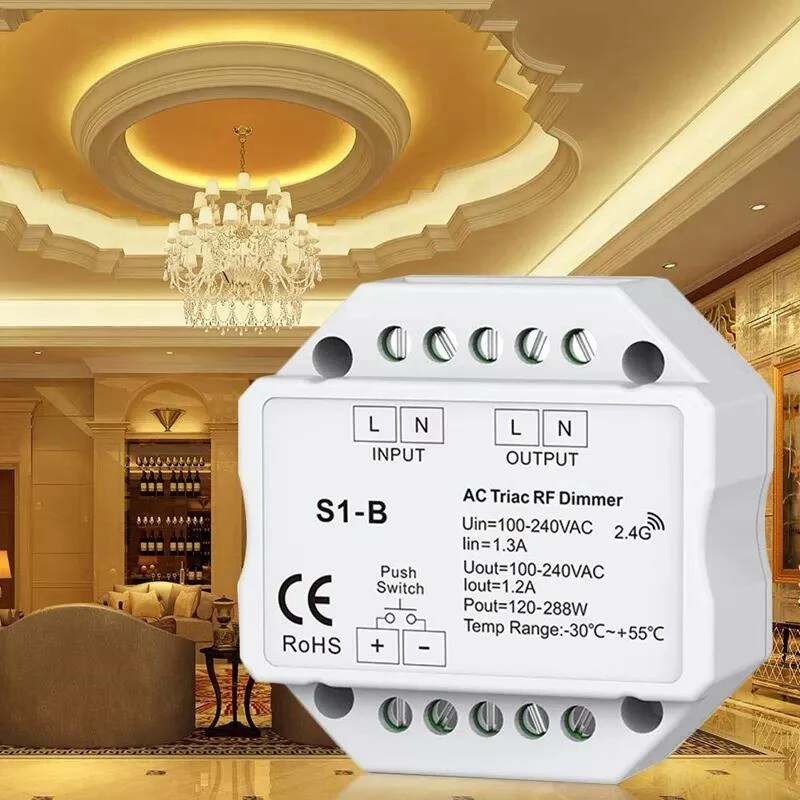 LED Dimmer S1-B Led Triac RF Dimmer 100-240V AC 2.4GHz Wireless LED Switch Controller for LED Lamp
LED Dimmer S1-B Led Triac RF Dimmer 100-240V AC 2.4GHz Wireless LED Switch Controller for LED Lamp