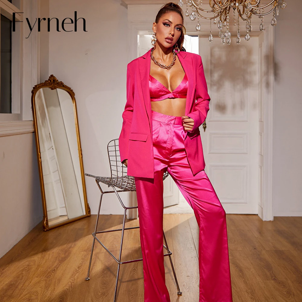 Fyrneh Sexy Female Hot Pink 3 Piece Blazer Trouser Suits Matching Sets Ladies Elegant Office Outfits Loose Pants Streetwear
Fyrneh Sexy Female Hot Pink 3 Piece Blazer Trouser Suits Matching Sets Ladies Elegant Office Outfits Loose Pants Streetwear