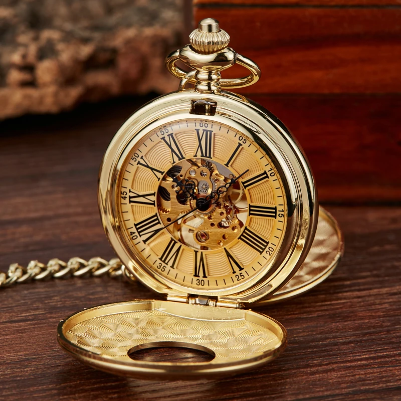 Navidad Christmas Gift Smooth Mechanical Pocket Watch Full Gold Men Women Retro FOB Hand Wind Double Hunter Roman numerals
Navidad Christmas Gift Smooth Mechanical Pocket Watch Full Gold Men Women Retro FOB Hand Wind Double Hunter Roman numerals
