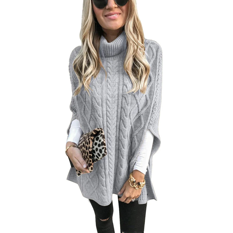 Winter New Women's Pullovers Solid Turtleneck Woman Sweaters High Collar Split Sweater Cape High Quality Women‘s Loose Sweater
Winter New Women's Pullovers Solid Turtleneck Woman Sweaters High Collar Split Sweater Cape High Quality Women‘s Loose Sweater