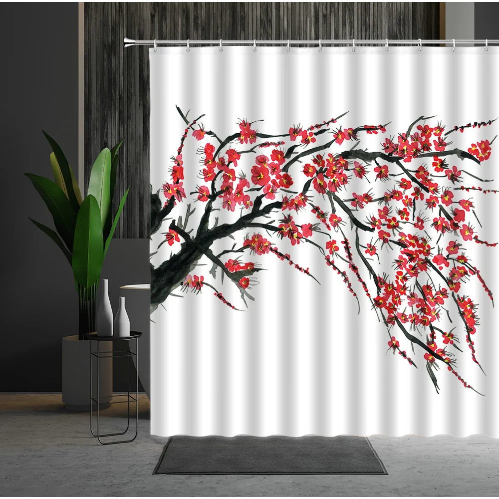 Chinese Style Waterproof Shower Curtains Winter Scenery Red Plum Bathtub Decor Bath Curtain Polyester Fabric Multiple Size
Chinese Style Waterproof Shower Curtains Winter Scenery Red Plum Bathtub Decor Bath Curtain Polyester Fabric Multiple Size