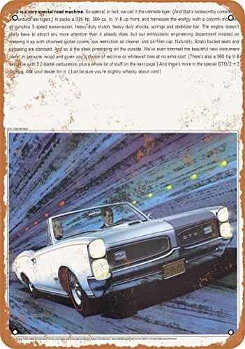 Metal Sign - 1966 Pontiac GTO - Vintage Look Wall Decor for Cafe beer Bar Decoration Crafts 
Metal Sign - 1966 Pontiac GTO - Vintage Look Wall Decor for Cafe beer Bar Decoration Crafts