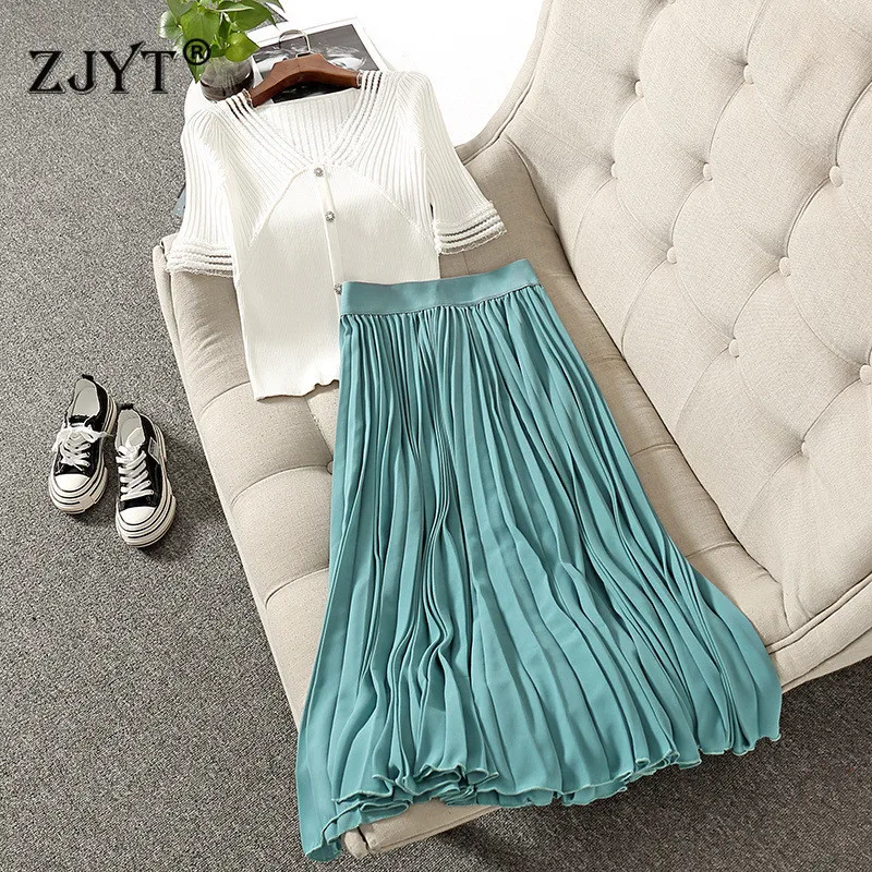 Summer Fashion 2 Piece Women Skirt Suit 2021 New Trend Elegant Half Sleeve Knitted Top and Midi Skirt Sets Office Casual Twinset
Summer Fashion 2 Piece Women Skirt Suit 2021 New Trend Elegant Half Sleeve Knitted Top and Midi Skirt Sets Office Casual Twinset