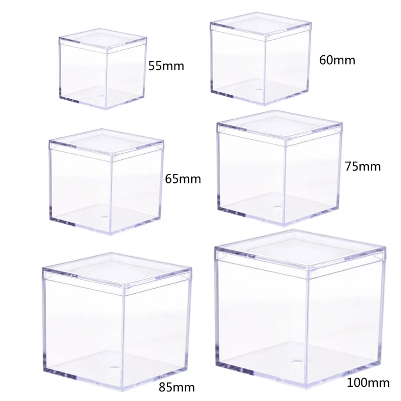 

M4YF Plastic Box with Lid Cube Box Small Mini Party Gift Wedding Candy Box Various Size Jewelry Plastic Display Candy Box