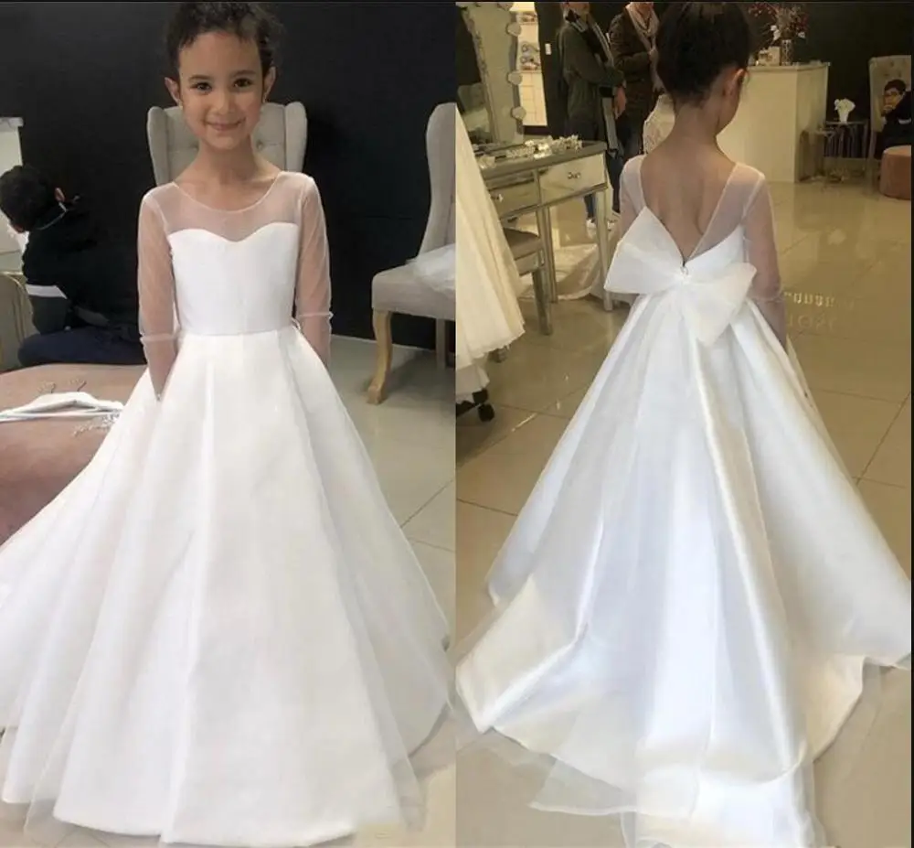 White Flower Girl Dresses for Weddings Jewel Backless Long Sleeve Big Bow Girls Pageant Dress First Communion Dress
White Flower Girl Dresses for Weddings Jewel Backless Long Sleeve Big Bow Girls Pageant Dress First Communion Dress