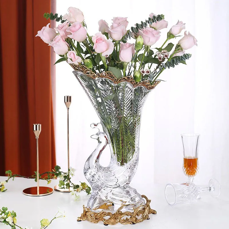 Роскошное прозрачное Хрустальное стекло, ваза с павлином и золотым кружевом, латунное перо для дома, гостиной, свадебные украшения
Роскошное прозрачное Хрустальное стекло, ваза с павлином и золотым кружевом, латунное перо для дома, гостиной, свадебные украшения