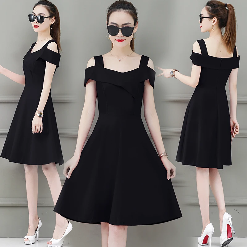 Black dress summer fashion small fresh 2020 new women waist slimming temperament sexy off shoulder chiffon vestidos D163 
Black dress summer fashion small fresh 2020 new women waist slimming temperament sexy off shoulder chiffon vestidos D163