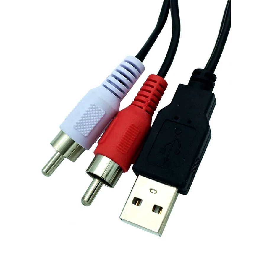 

2pcs 5FT USB A Male To 2 Rca Phono Male AV Cable Lead PC TV AUX Audio Video Adapter 1.5M