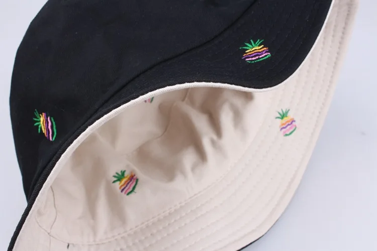 Pineapple Double-Sided Bucket Hats For Women Men 2021 Fashion Embroidery Summer Girls Panama Caps Black Cotton Fisherman's Hat
Pineapple Double-Sided Bucket Hats For Women Men 2021 Fashion Embroidery Summer Girls Panama Caps Black Cotton Fisherman's Hat