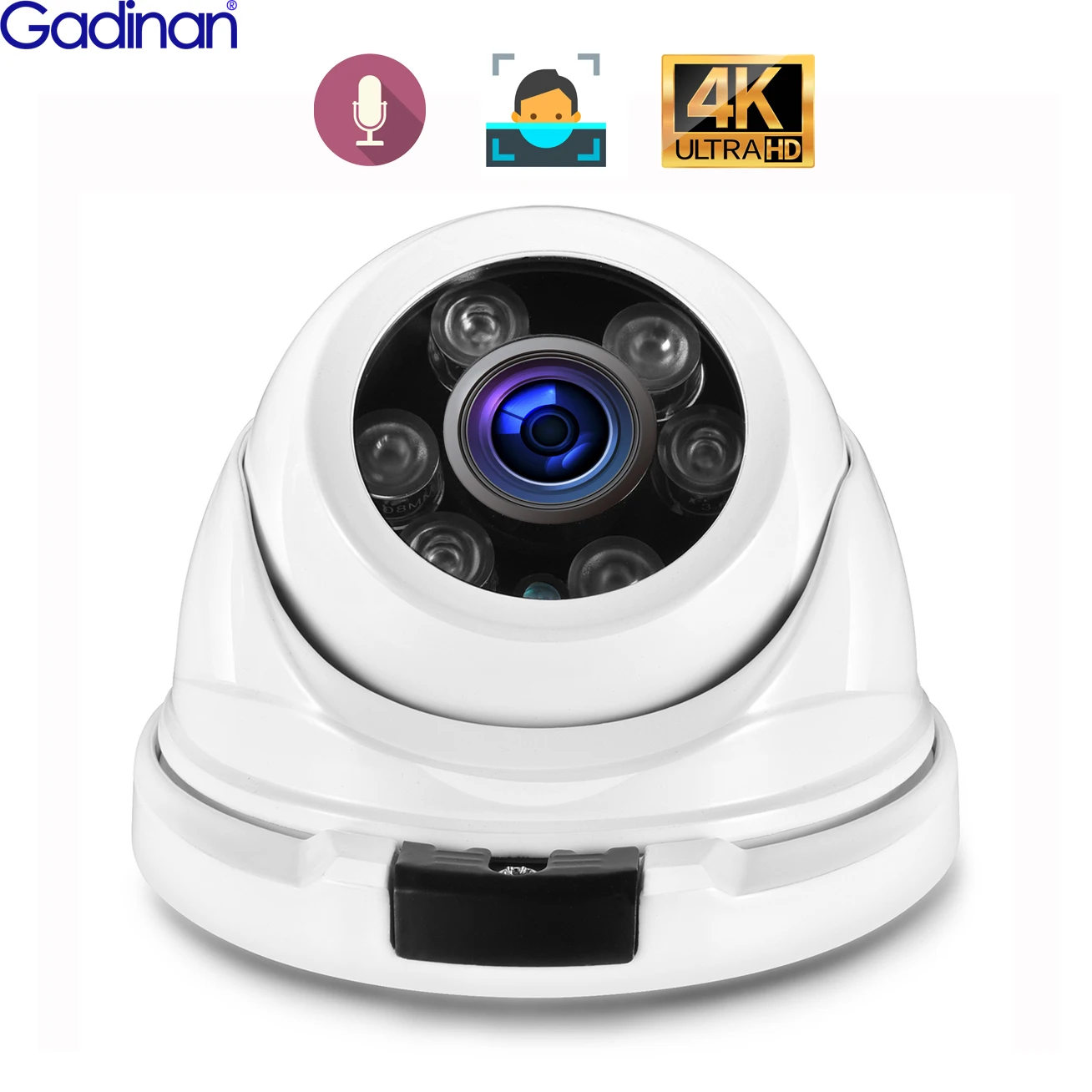 

IP-камера Gadinan 4K Ultra HD 8 Мп широкоугольная 2,8 мм Наружная аудио POE H.265 металлическая купольная 5Мп 4мп домашняя камера видеонаблюдения