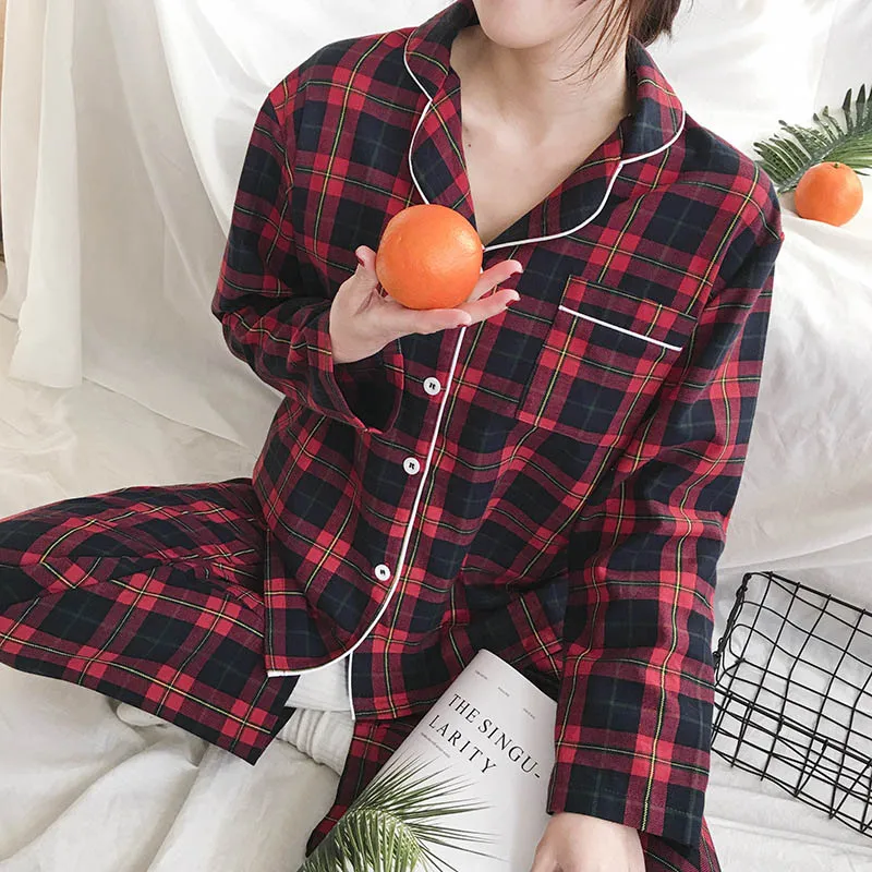 New Pajamas For Women Cotton Red Plaid Print Pajamas Set Long Sleeve Sleepwear Turn-down Collar Home Clothes Casual Pyjamas Suit
New Pajamas For Women Cotton Red Plaid Print Pajamas Set Long Sleeve Sleepwear Turn-down Collar Home Clothes Casual Pyjamas Suit