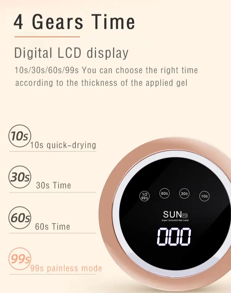 SUN 168W Y3 Intelligent Manicure Machine Used For Gel Polishing Agent 10/30/60/99s Timer Automatic Induction Drying Tool
SUN 168W Y3 Intelligent Manicure Machine Used For Gel Polishing Agent 10/30/60/99s Timer Automatic Induction Drying Tool