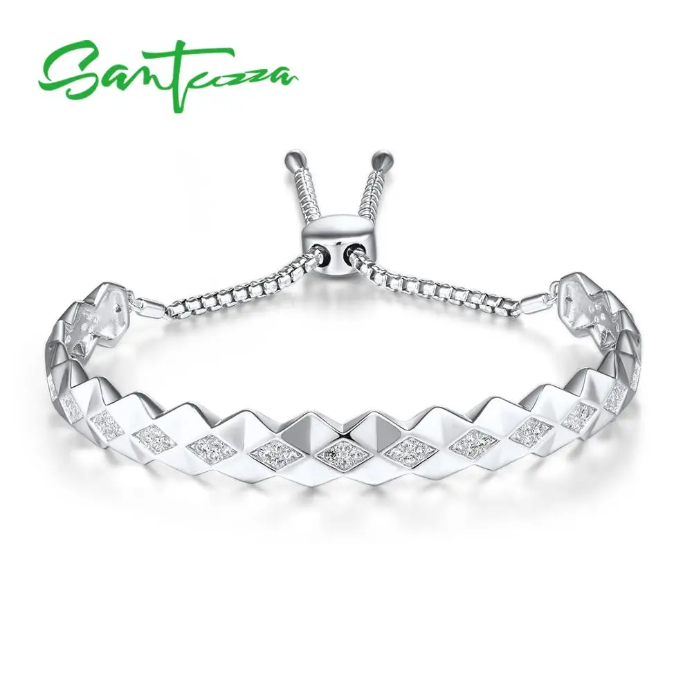 SANTUZZA Authentic 925 Sterling Silver Bracelet For Women lab Created White Sapphire Adjustable Bolo Bracelet Gift Fine Jewelry
SANTUZZA Authentic 925 Sterling Silver Bracelet For Women lab Created White Sapphire Adjustable Bolo Bracelet Gift Fine Jewelry