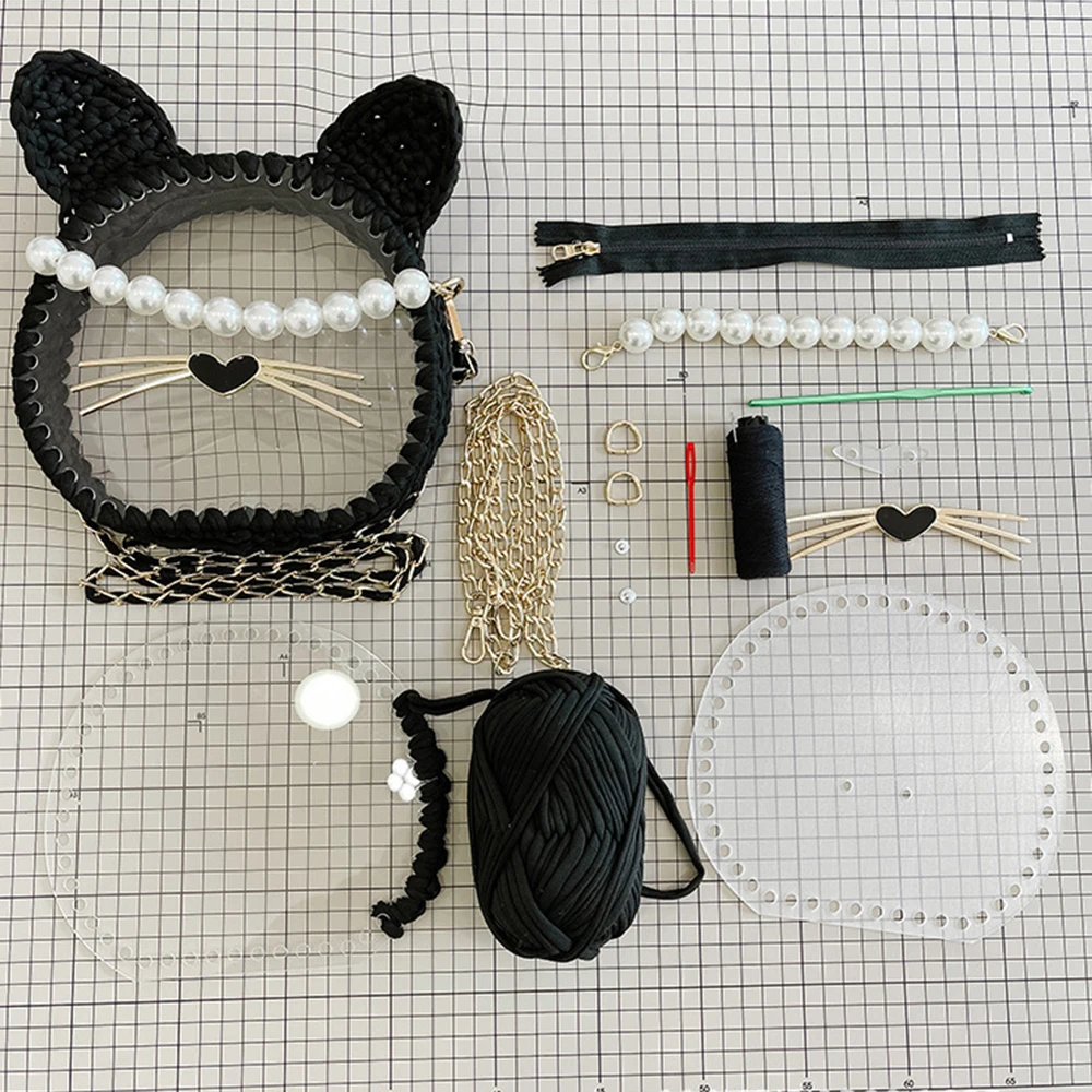 Transparent Hand-woven Bag Set Lovely Cat Diy Material Homemade Shoulder Bag Bags Parts Material Black/White/Water Blue
Transparent Hand-woven Bag Set Lovely Cat Diy Material Homemade Shoulder Bag Bags Parts Material Black/White/Water Blue