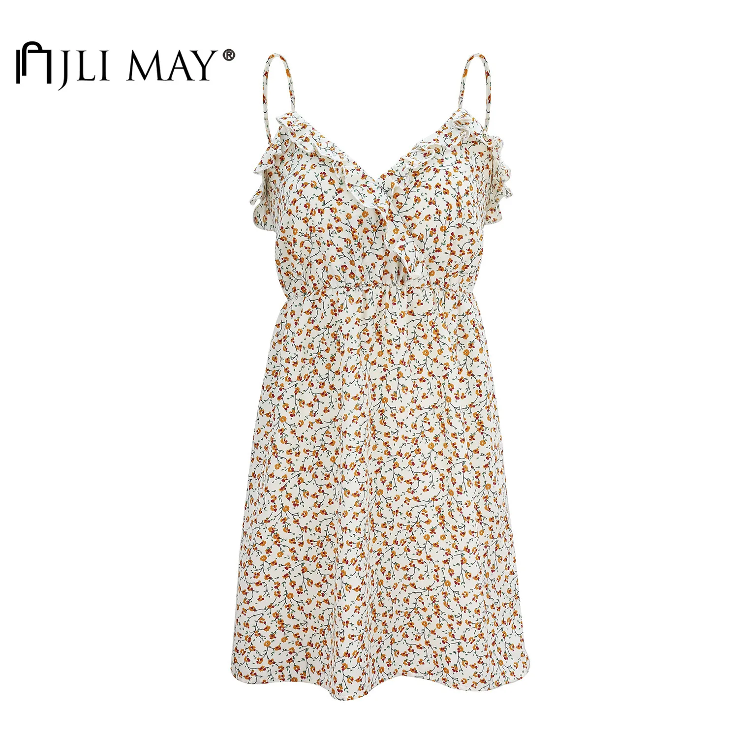 JLI MAY Women Mini Dresses Floral Print V-neck Spaghetti Strap Patchwork Ruffles Backless Empire A-Line Summer Dress
JLI MAY Women Mini Dresses Floral Print V-neck Spaghetti Strap Patchwork Ruffles Backless Empire A-Line Summer Dress