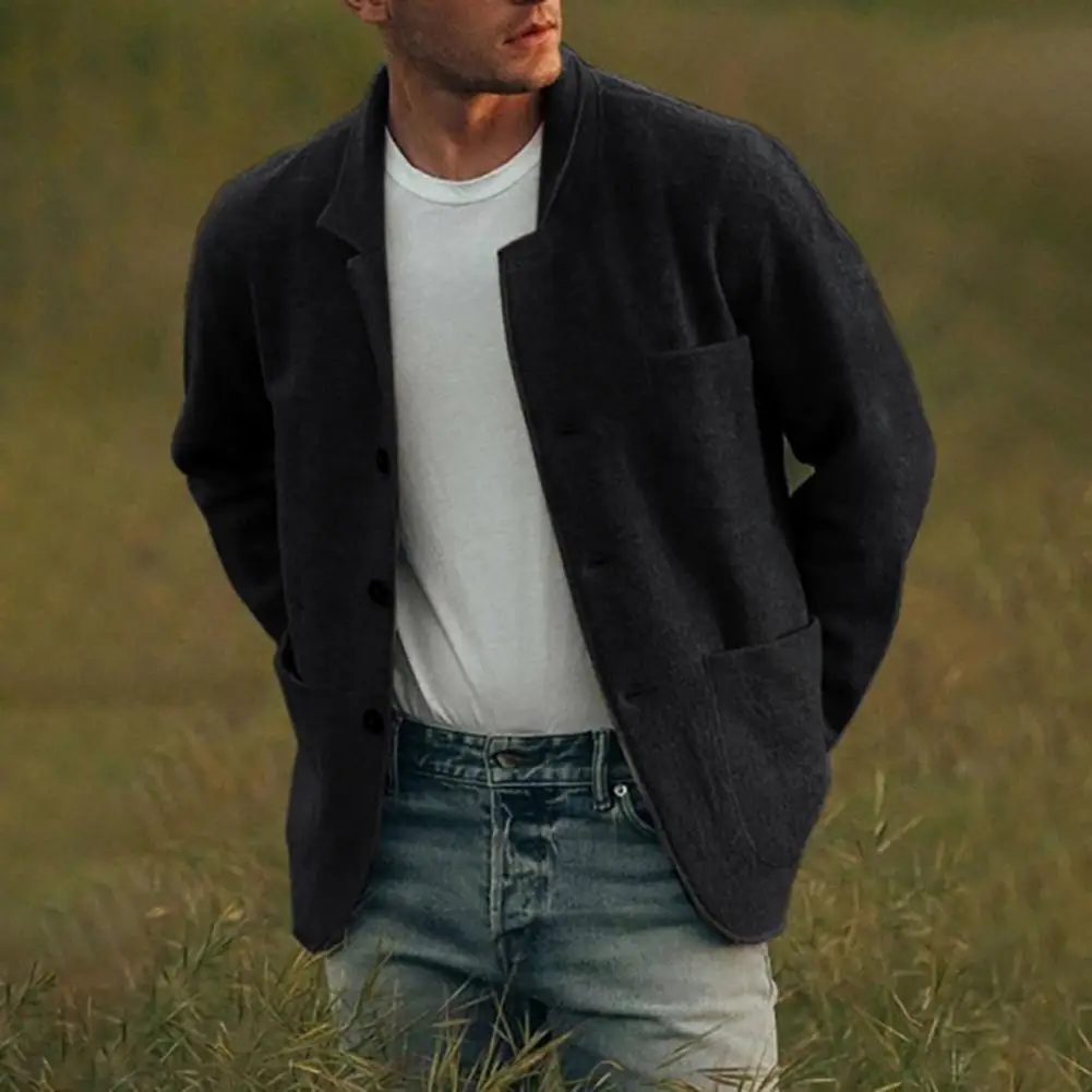 Men Jacket Buttons Soft Vintage Single-breasted Winter Jacket Men Coat for Daily Wear 
Men Jacket Buttons Soft Vintage Single-breasted Winter Jacket Men Coat for Daily Wear