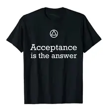 Acceptance The Answer AA 12 Step T-Shirt HolidayOutdoor Tops Tees Graphic Cotton Mens Top T-Shirts