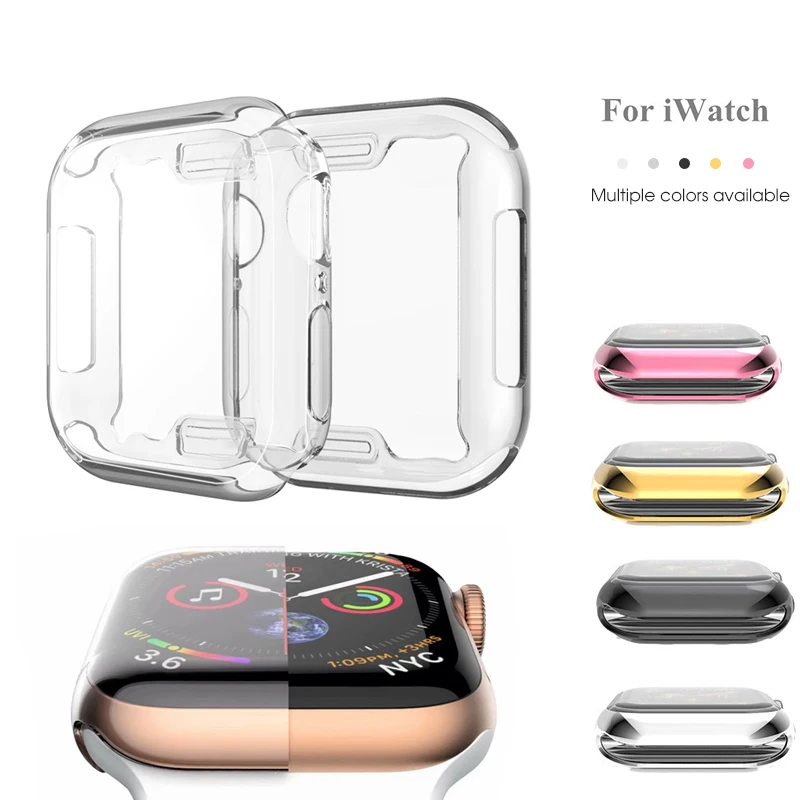 Мягкий чехол из ТПУ с полным покрытием экрана для Apple Watch 44 мм полноразмерный