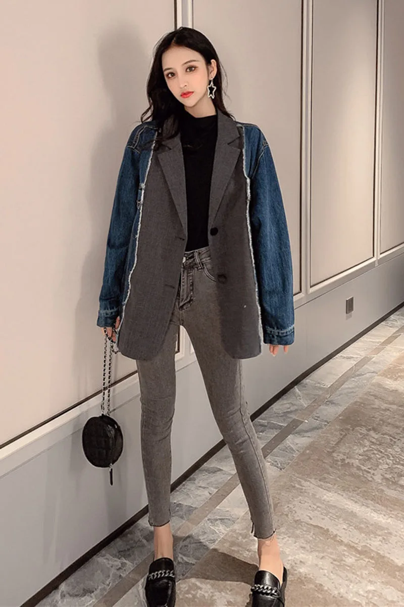 Stitching net red denim jacket female loose Korean version 2021 new spring and autumn retro bf short suit casual jacket
Stitching net red denim jacket female loose Korean version 2021 new spring and autumn retro bf short suit casual jacket
