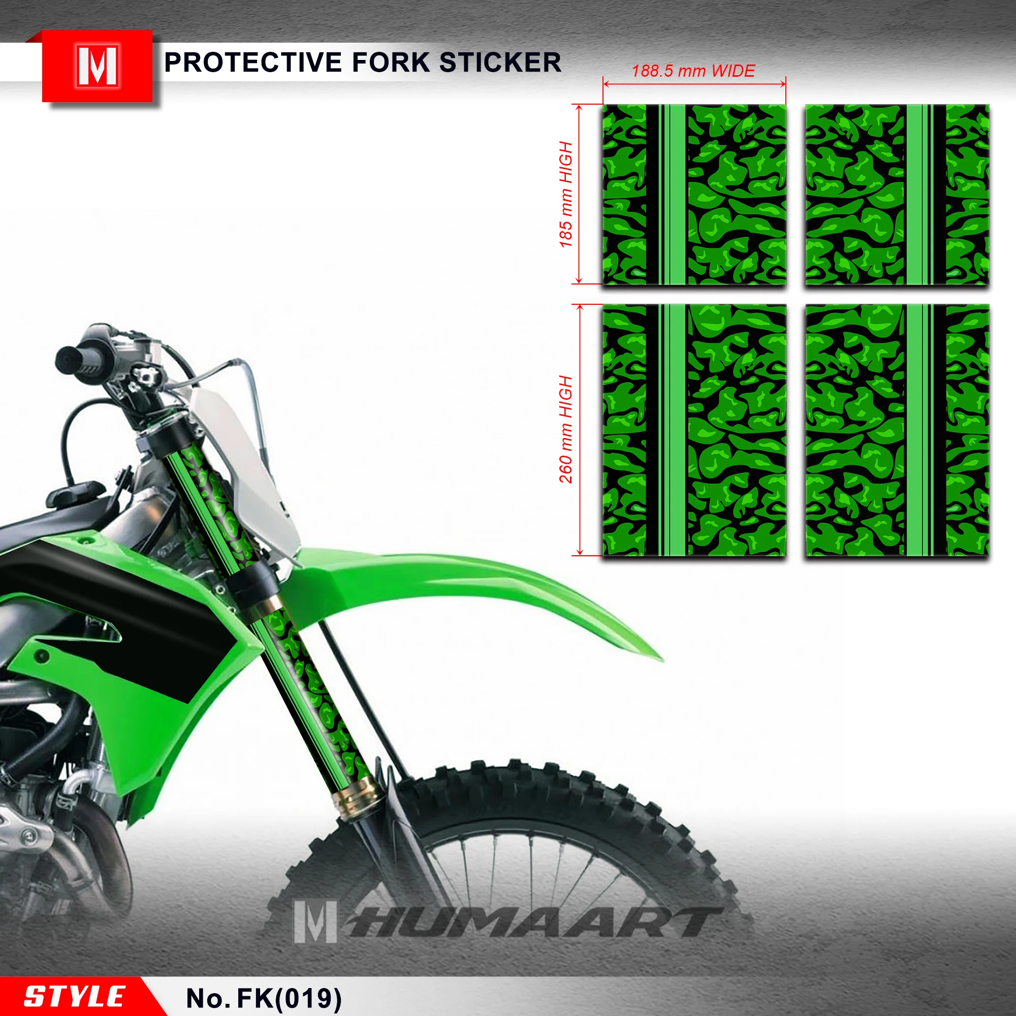 HUMAART Upper Mid Fork Tube Sticker Shock Decor MX Graphics Off-road Decals for Dirt Bike Off Road Motorcycle Motocross, Green
HUMAART Upper Mid Fork Tube Sticker Shock Decor MX Graphics Off-road Decals for Dirt Bike Off Road Motorcycle Motocross, Green