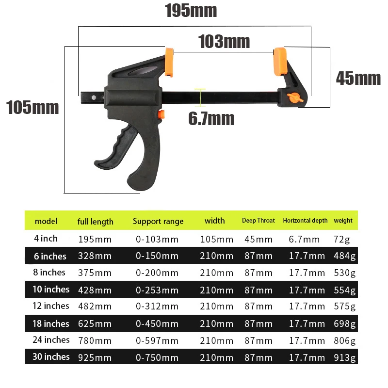 Woodworking clamp F clamp Woodworking clamp F type 4 inch woodworking tools
Woodworking clamp F clamp Woodworking clamp F type 4 inch woodworking tools