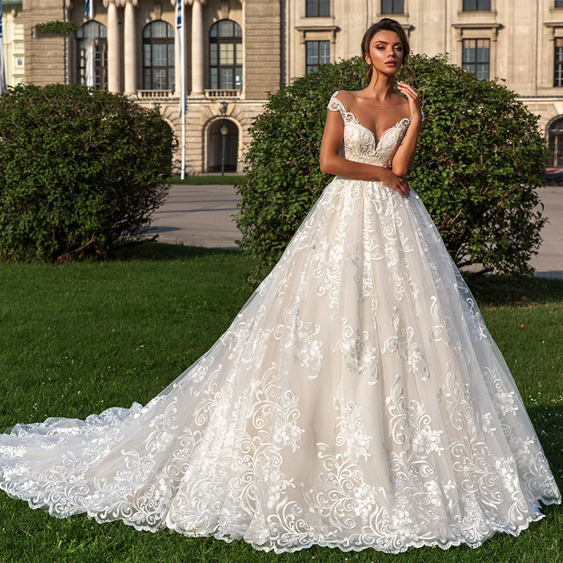 White Wedding Dress Lace 3D Flower O-neck Long Sleeve Simple Bridal Dresses Zipper Custom Made Plus Size Wedding Gown
White Wedding Dress Lace 3D Flower O-neck Long Sleeve Simple Bridal Dresses Zipper Custom Made Plus Size Wedding Gown