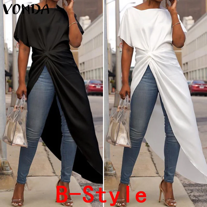 VONDA Women Asymmetrical Blouse Sexy Split Hem Striped Party Tops Long Ladies Office Shirts 2021 Women Tunic Blusas 
VONDA Women Asymmetrical Blouse Sexy Split Hem Striped Party Tops Long Ladies Office Shirts 2021 Women Tunic Blusas